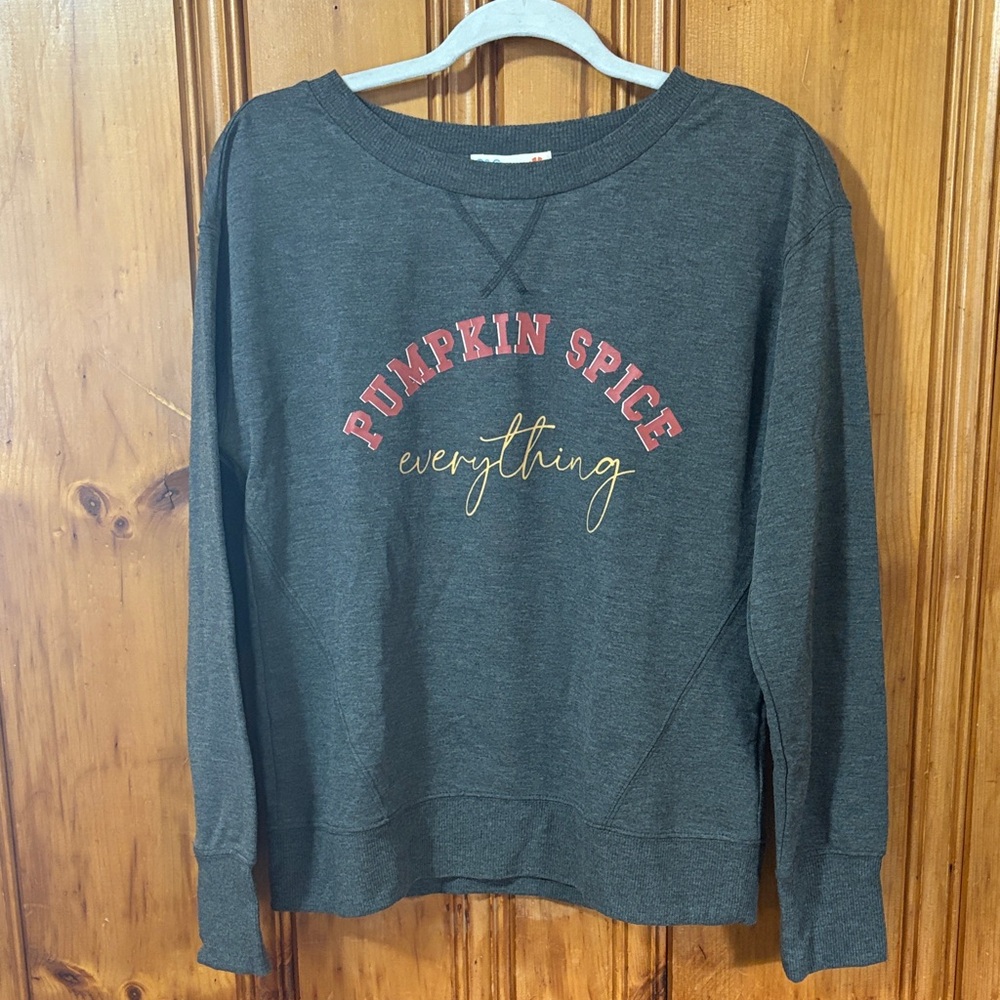 NEW! C&C Pumpkin Spice Everything Gray Sweatshirt - Size Small